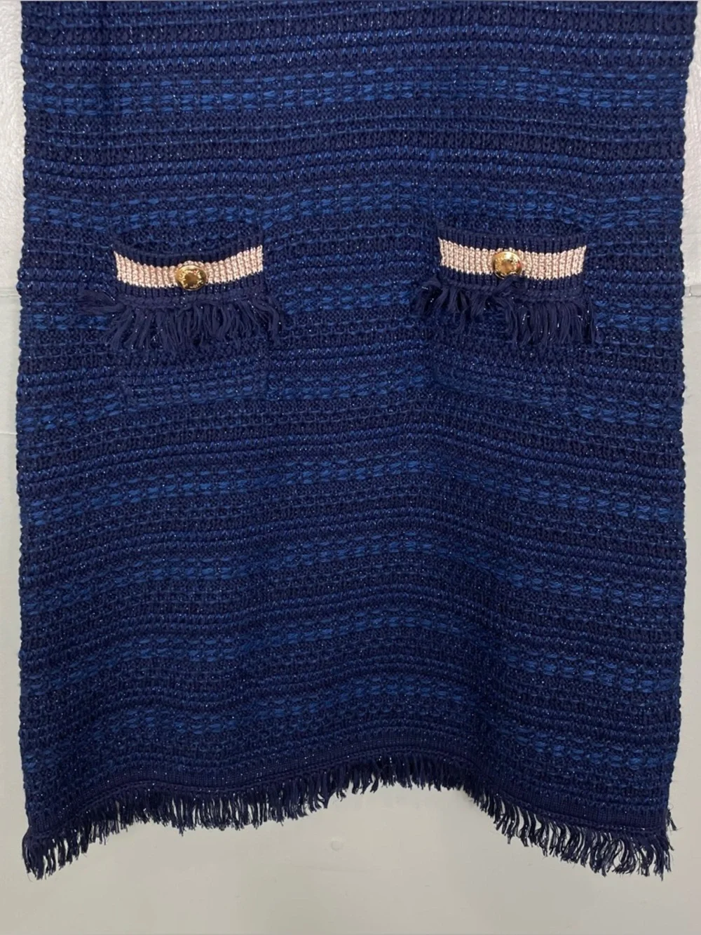 Lilly‎ Pulitzer Beckington Mini Sweater Dress Tweed Navy Blue Women Small